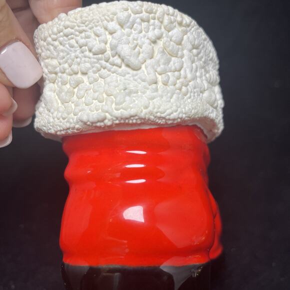 Large Vintage Ceramic Santa Boot Planter. 5 X 7. Red And White Christmas 1962 - Picture 7 of 9